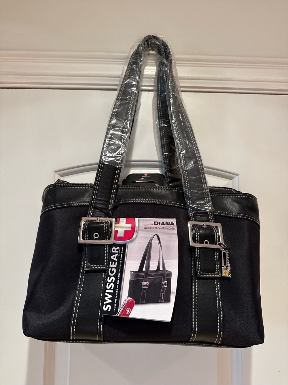 NWT SwissGear Diana Large SLR Camera Tote Bag Black Y2K Utility Purse